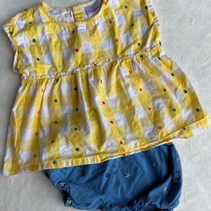 Hanna Andersson denim shorts bloomer flowers bees